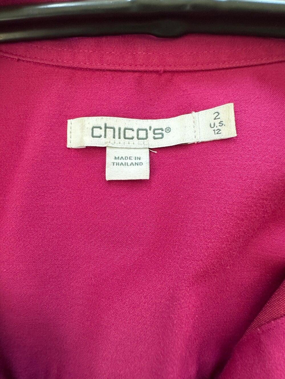 Chico's No-Iron Stretch Button-Down Fuchsia Shirt Chico’s 2 (Large / US 12) - Picture 3 of 8